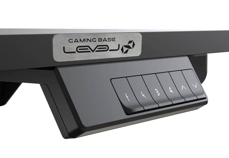 ゲーミングデスクの操作パネルとロゴ