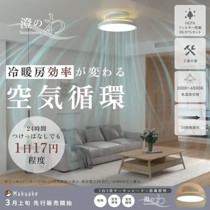 天井から空気循環