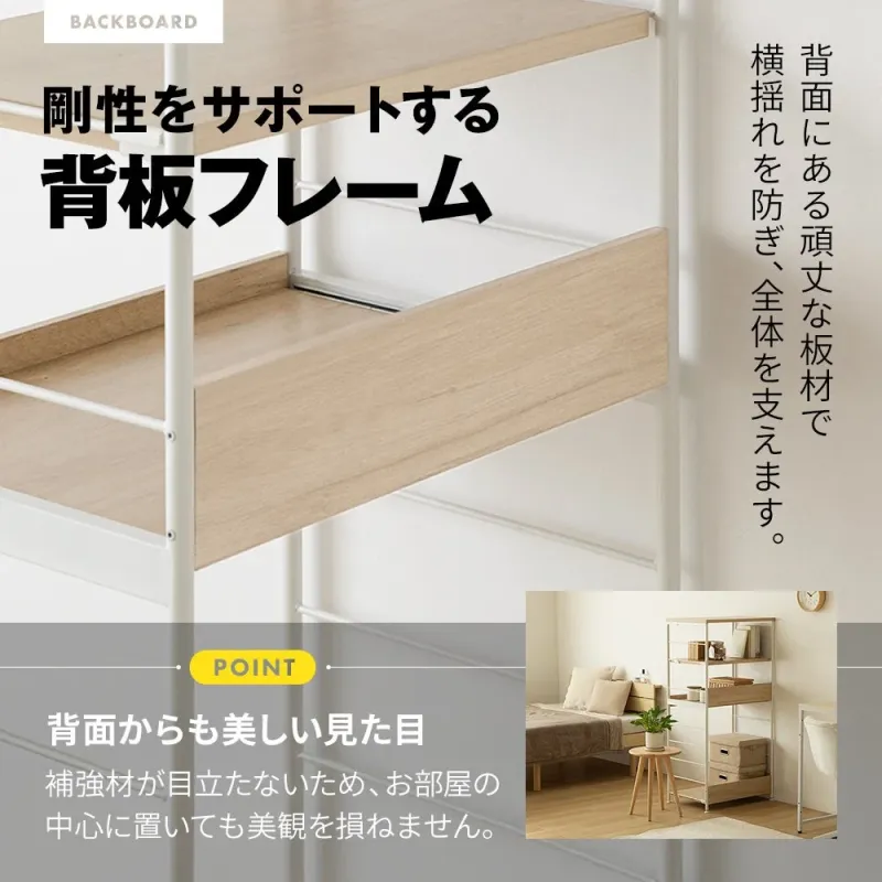 剛性をサポートする背板フレーム