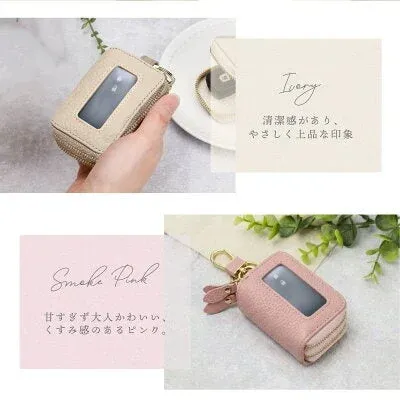 アイボリーとスモークピンクのキーケース