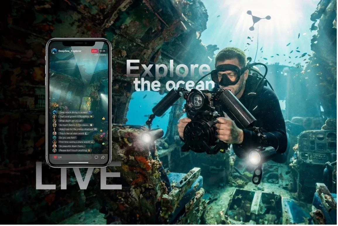 水中探査のライブ配信