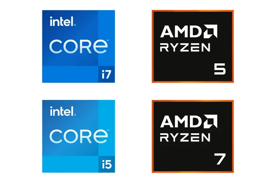 Intel CoreとAMD Ryzenのロゴ