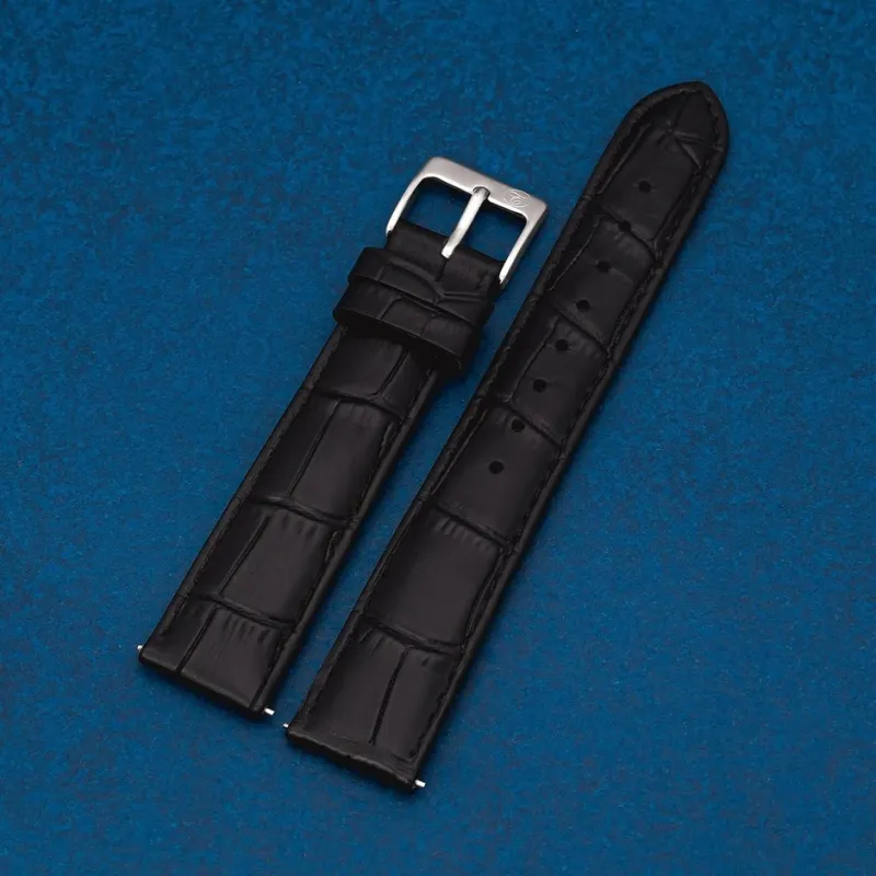 ブラック型押しレザーベルト