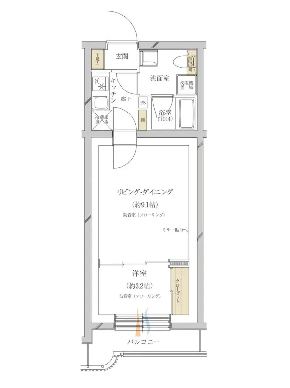 1LDKの間取り図