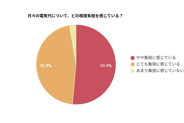 月々の電気代について、どの程度負担を感じている？