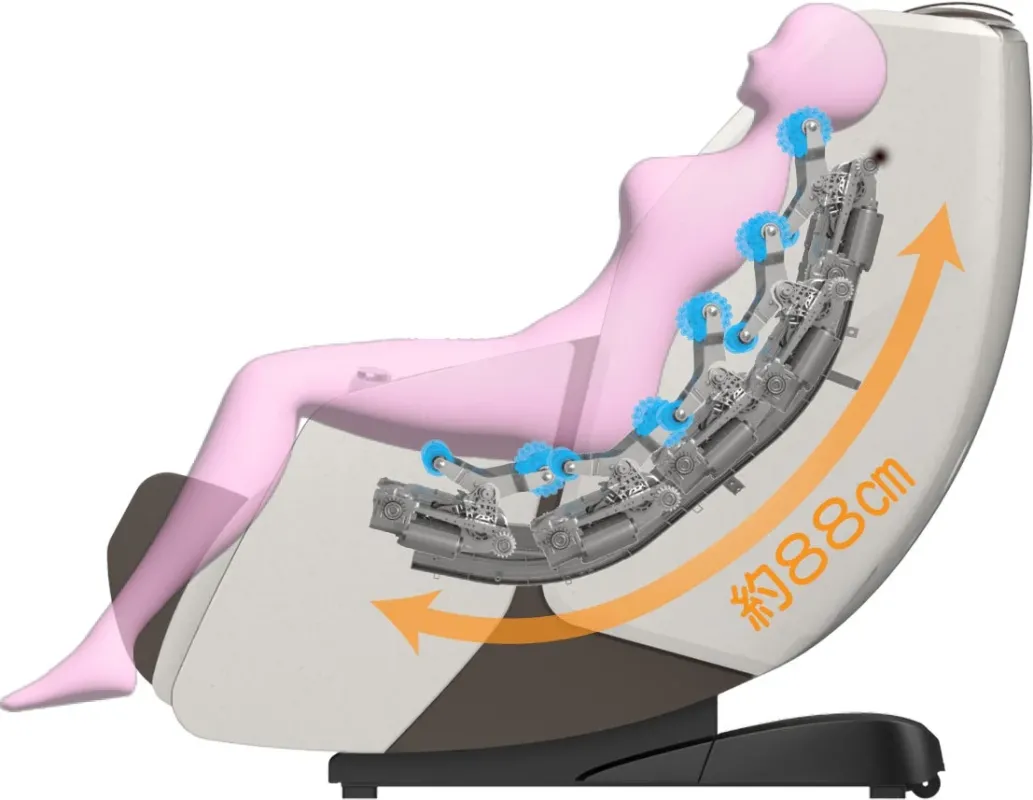 マッサージチェアの88cmロングストロークを示す図