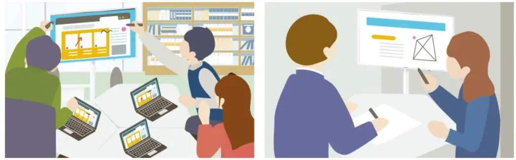 MOMOBoを活用した共同作業の様子