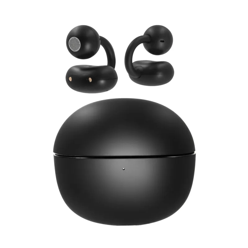 イヤーフック型イヤホン(ブラック)と充電ケース