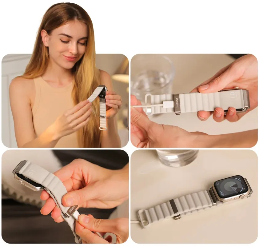 充電中のApple Watchとバンド