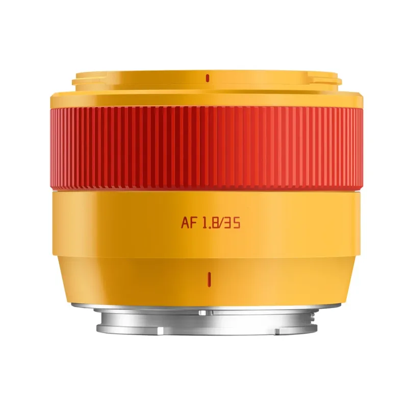 黄色と赤色のツートンカラーが特徴的なレンズ