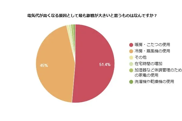電気代が高くなる原因として最も影響が大きいと思うものはなんですか?