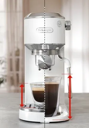 デロンギ デディカ デュオのカップ受けと高さ調整