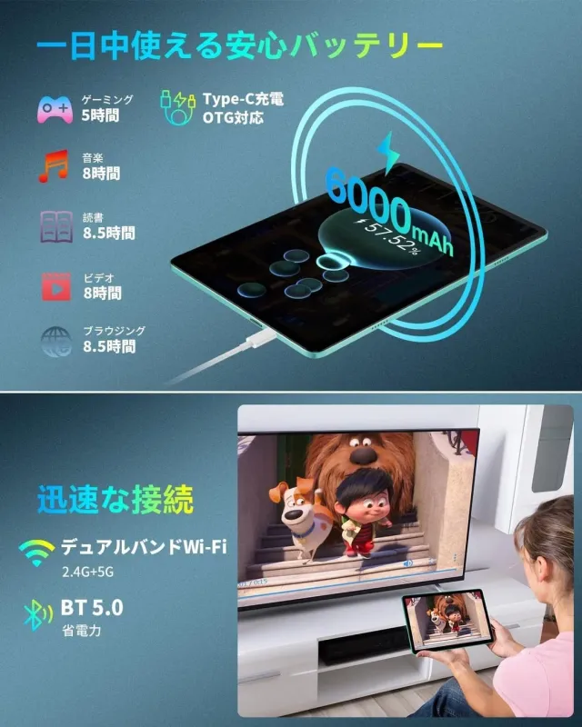 6000mAhバッテリーと多機能性