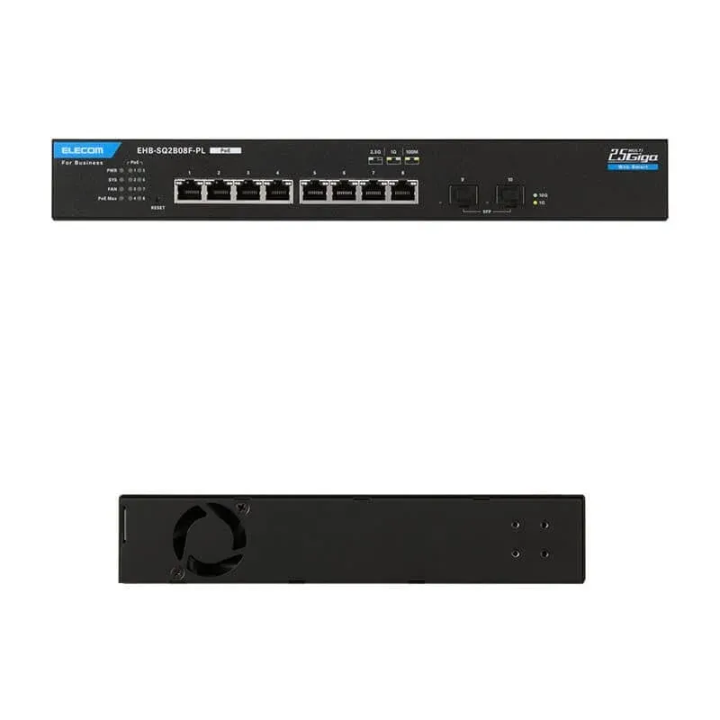 ネットワークスイッチ、PoE給電、マルチギガビット、エレコム、EHB-SQ2B08F-PL、2.5G、10G、SFP+、法人向け、通信機器、有線LAN