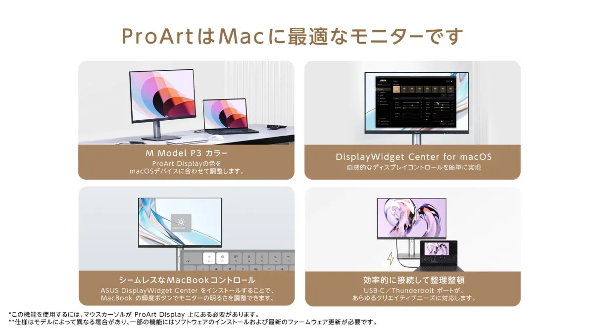 ProArtディスプレイのMac連携機能概要