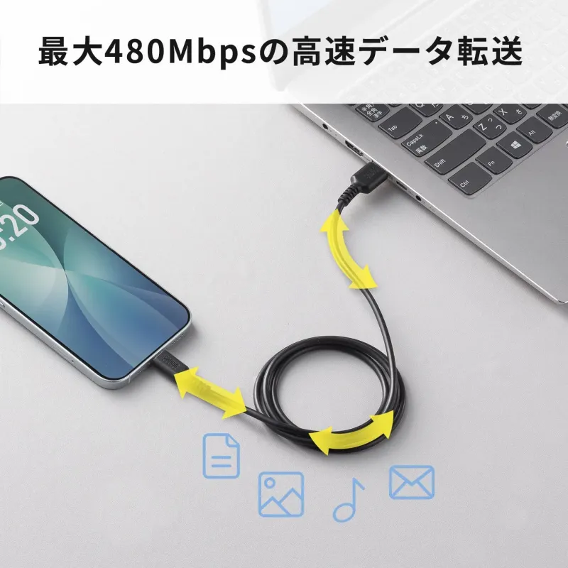 最大480Mbpsの高速データ転送
