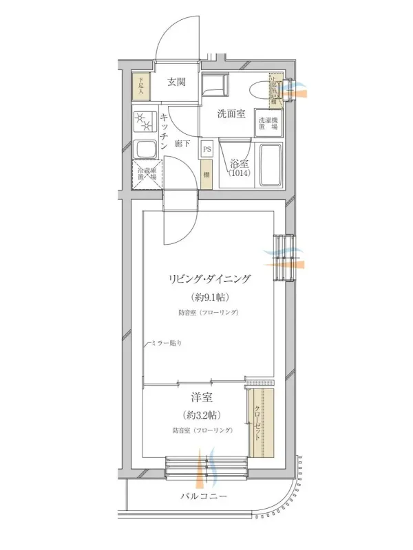 1LDKの間取り図