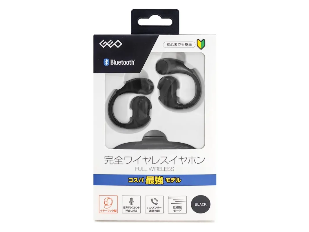 GEO イヤーフック型イヤホン パッケージ(ブラック)