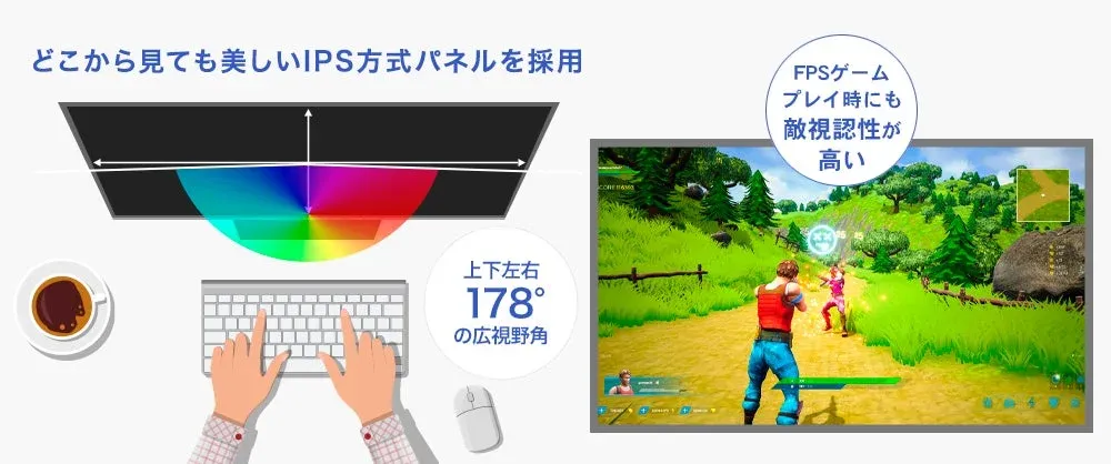 IPS方式パネルの広視野角とFPSゲームでの視認性