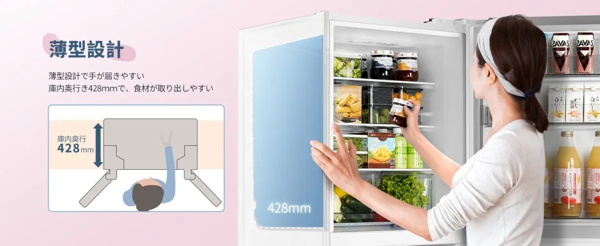 薄型設計で出し入れラクラク