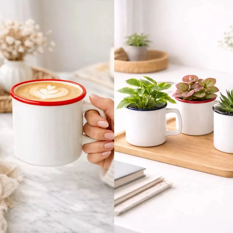 コーヒーと観葉植物のマグカップ