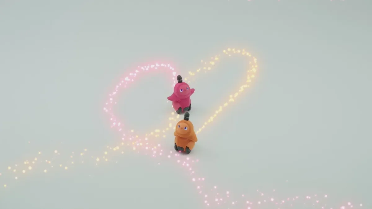 ピンクとオレンジのLOVOTが光るハート