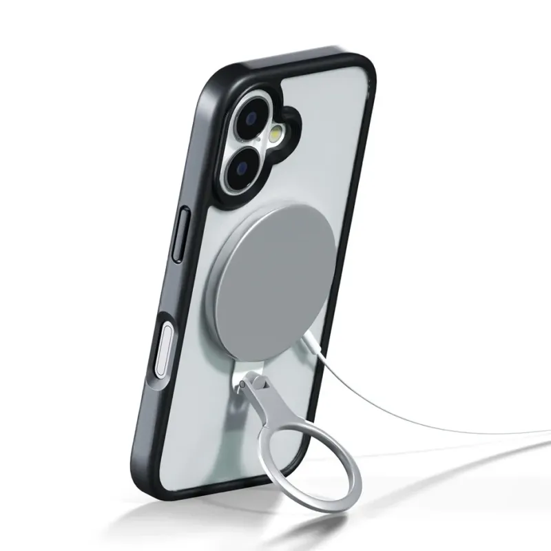 MagSafe充電中のスマートフォンとリングホルダー(ホワイト)