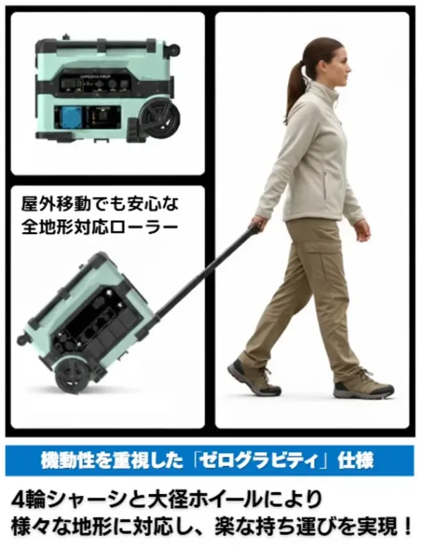 屋外移動でも安心な全地形対応ローラー