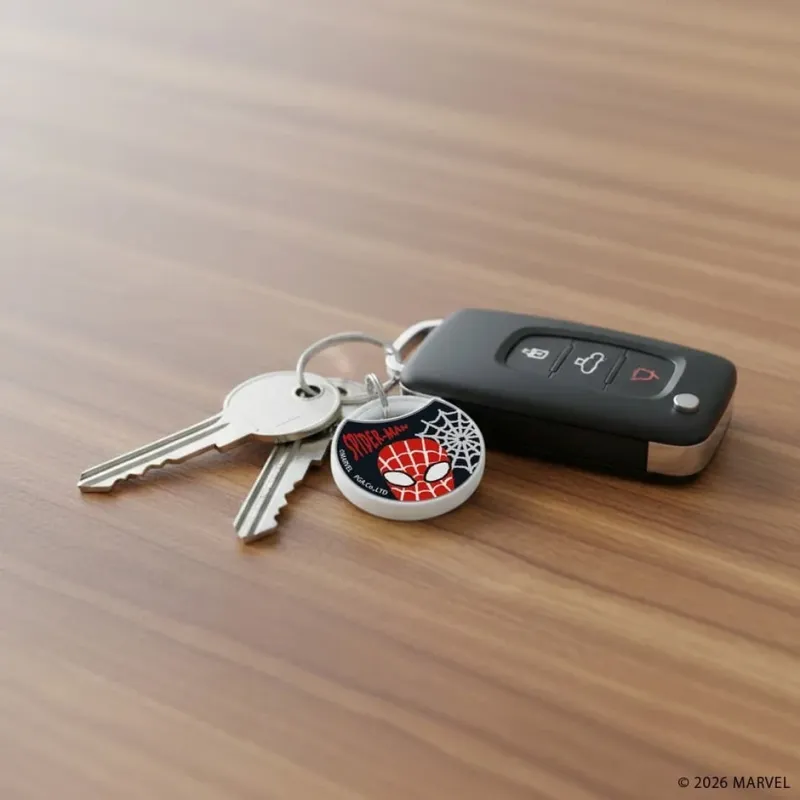 スパイダーマンのキーホルダーが付いた鍵束