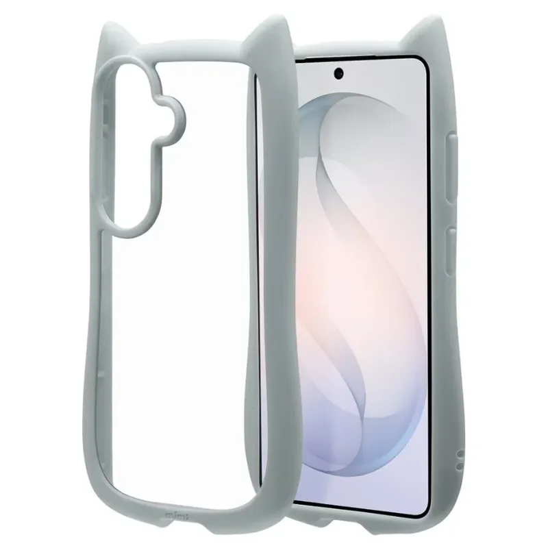 スマートフォンケース,スマホカバー,猫耳,シリコン,ライトブルー,グレー,保護ケース,アクセサリー